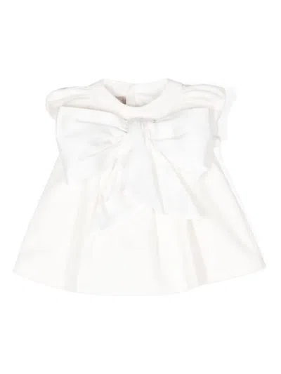 La Stupenderia Babies' Bow-detail Dress In 白色