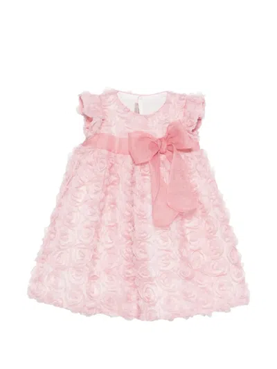 La Stupenderia Babies' Bow-detail Embroidered Dress In Pink