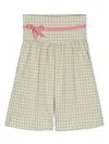 La Stupenderia Bow-detail Gingham-pattern Trousers In Green