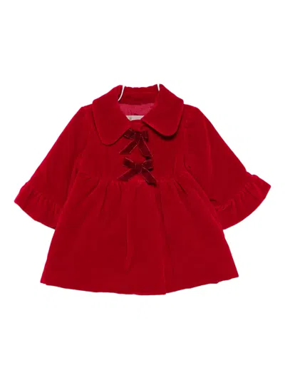 La Stupenderia Babies' Bow-detail Ruffle-trim Dress In Red