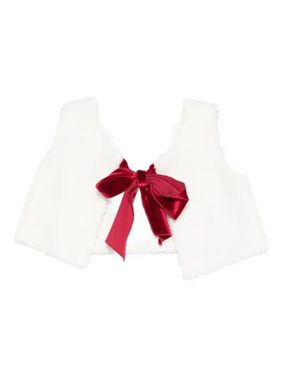 La Stupenderia Babies' Bow-detail Vest In White