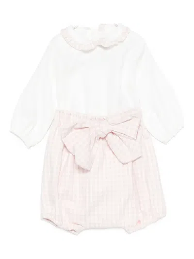 La Stupenderia Babies' Bow-detailed Gingham Romper In Multi