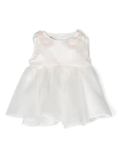 La Stupenderia Babies' Bow-detailing Silk Dress Set In White