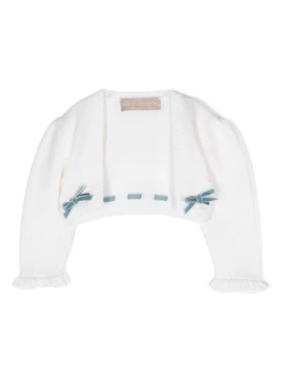 La Stupenderia Babies' Bow-detailing Wool Cardigan In White