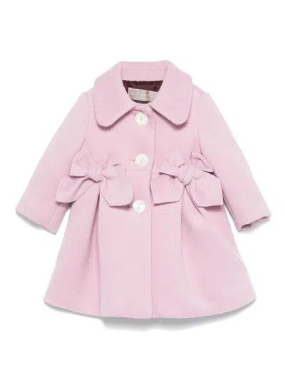 La Stupenderia Babies' Bow-embellished Coat In Pink