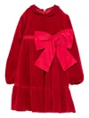 La Stupenderia Bow-embellished Velvet Dress In Red