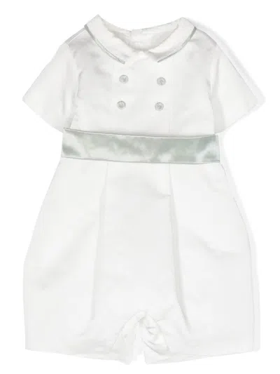 La Stupenderia Babies' Bow-front Short-sleeved Romper In White