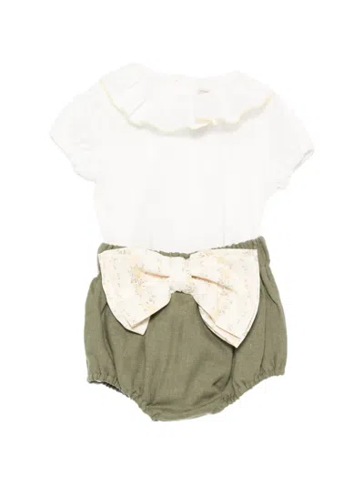 La Stupenderia Babies' Bow-detail Bloomers And Top Set In Multi