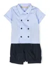 La Stupenderia Buttoned-cuffs Cotton-linen Shorts In Blue