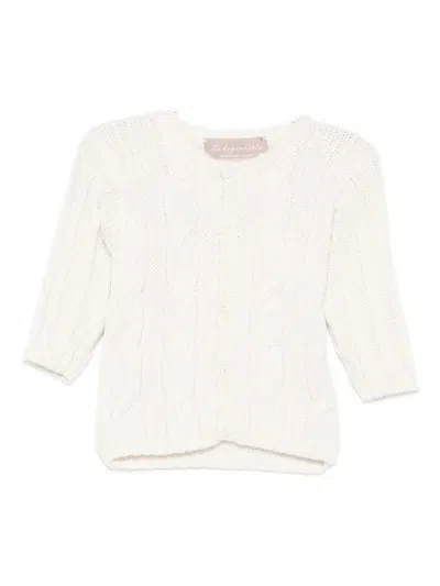 La Stupenderia Babies' Cable-knit Button Cardigan In Neutral