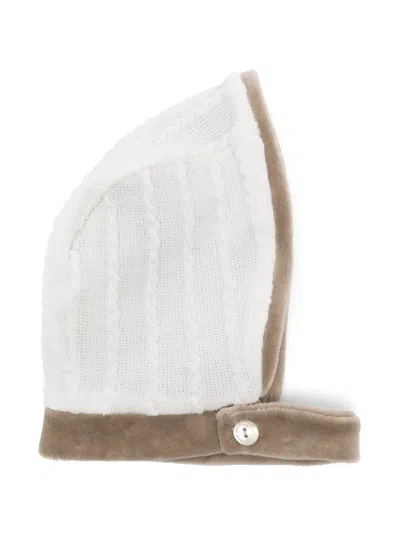 La Stupenderia Babies' Cable-knit Buttoned Beanie In White