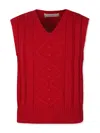 La Stupenderia Red Vest Sweater For Girl In Red