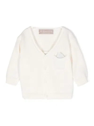 La Stupenderia Babies' 口袋方巾棉质开衫 In White