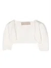 La Stupenderia Cropped Long-sleeve Knitted Cardigan In White