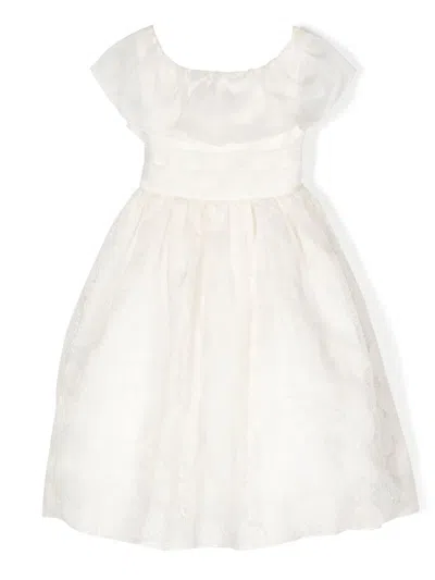 La Stupenderia Kids' Chantilly-lace Maxi Dress In White