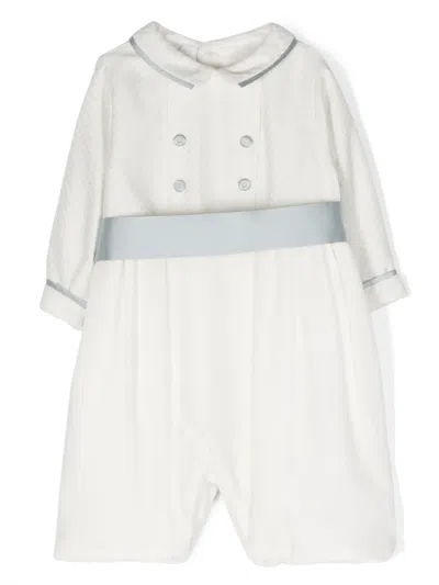 La Stupenderia Babies' Check-pattern Long-sleeve Romper In White