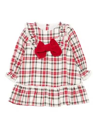 La Stupenderia Babies' Checked Lace-trimmed Dress In Red