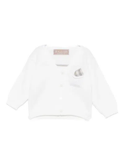 La Stupenderia Babies' Checked-pocket Cardigan In White