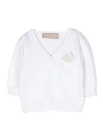 La Stupenderia Babies' Chest-pocket Cotton Cardigan In White