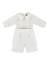 La Stupenderia Collared-neck Babygrow Set In White