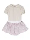 La Stupenderia Linen Shorts Set In Beige