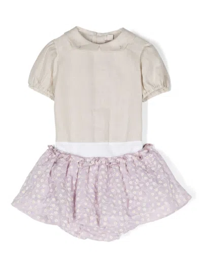 La Stupenderia Babies' 亚麻短裤套组 In Beige