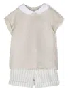 La Stupenderia Contrast-collar Shorts Set In Neutrals