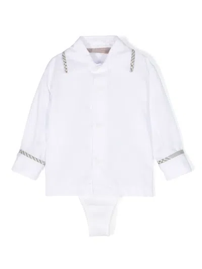La Stupenderia Babies' Contrasting-trim Cotton Body In Weiss