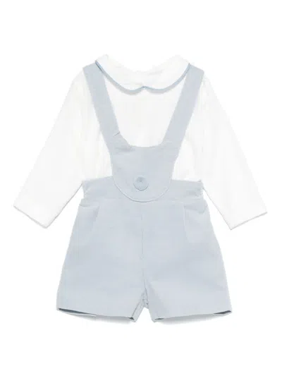 La Stupenderia Babies' Corduroy Dungarees Set In White