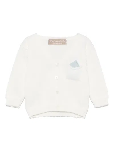 La Stupenderia Babies' Cotton Cardigan In White