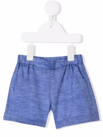 La Stupenderia Babies' Cotton-linen Blend Shorts In 蓝色