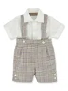 La Stupenderia Cotton-linen Romper Set In Neutrals