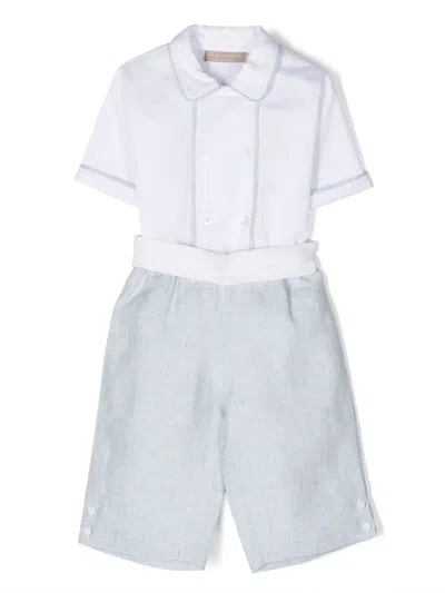 La Stupenderia Kids' Cotton-linen Trouser Set In White