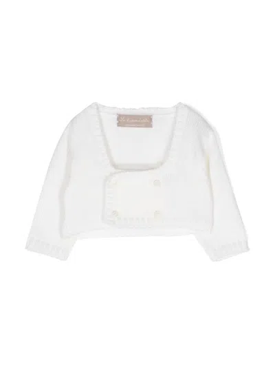 La Stupenderia Babies' Double-breasted Crop Cardigan In White
