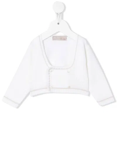La Stupenderia Babies' Double-breasted Crop Cardigan In White