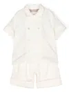 La Stupenderia Double-breasted Shorts Set In Neutrals