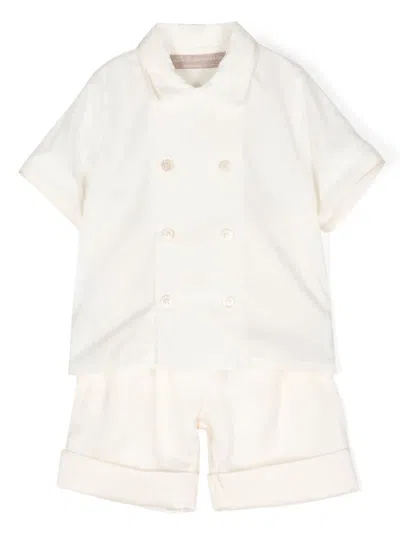 La Stupenderia Babies' Double-breasted Shorts Set In Neutrals