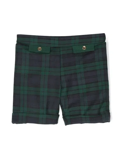 La Stupenderia Babies' Elasticated-waist Plaid Check-print Shorts In Green