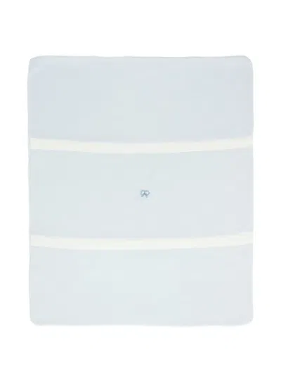 La Stupenderia Embroidered-bow Stripe Blanket In Blue