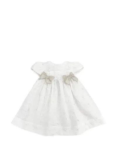 La Stupenderia Babies' Embroidered Bow-detail Dress In White