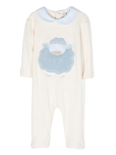 La Stupenderia Babies' Embroidered-design Ribbed-knit Bodysuit In Neutrals