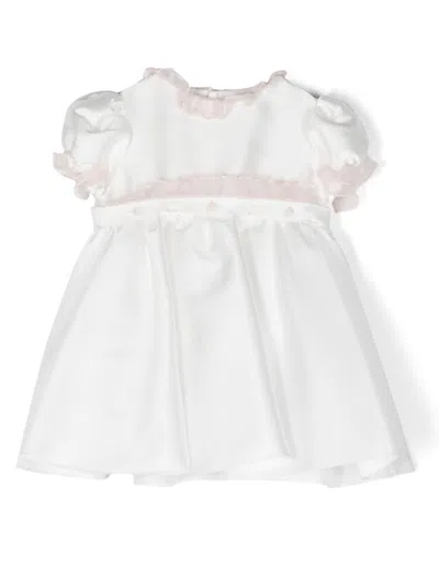 La Stupenderia Babies' Embroidered Ruffle-trim Dress In White