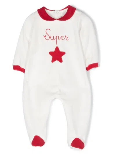 La Stupenderia Babies' Embroidered-slogan Appliqué-detail Pyjama In White