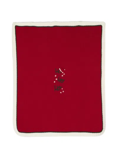 La Stupenderia Embroidered-slogan Wool Blanket In Red