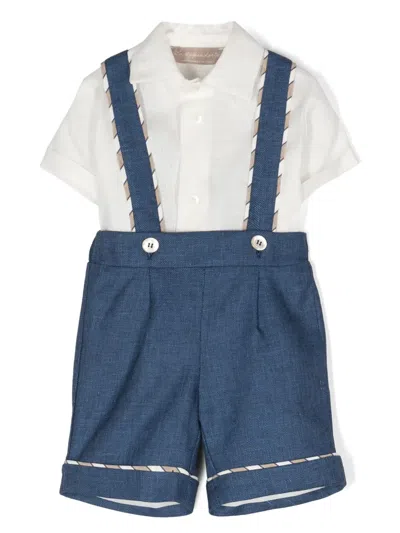 La Stupenderia Babies' Ettore Dungarees Set In Blue