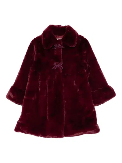 La Stupenderia Kids' Faux-fur Coat In Red