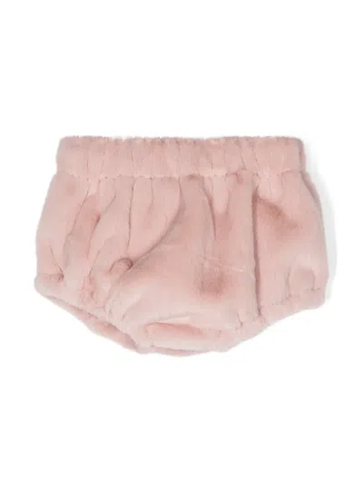 La Stupenderia Babies' Faux-fur Cotton Bloomers In Pink