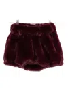 La Stupenderia Faux-fur Shorts In Burgundy