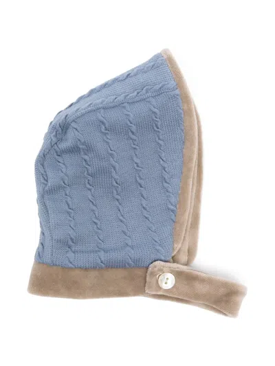 La Stupenderia Babies' Faux-fur Trim Knitted Hat In 蓝色