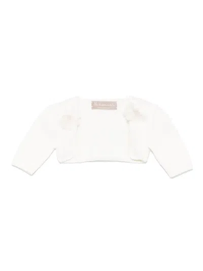 La Stupenderia Babies' Floral-appliqué Cardigan In White